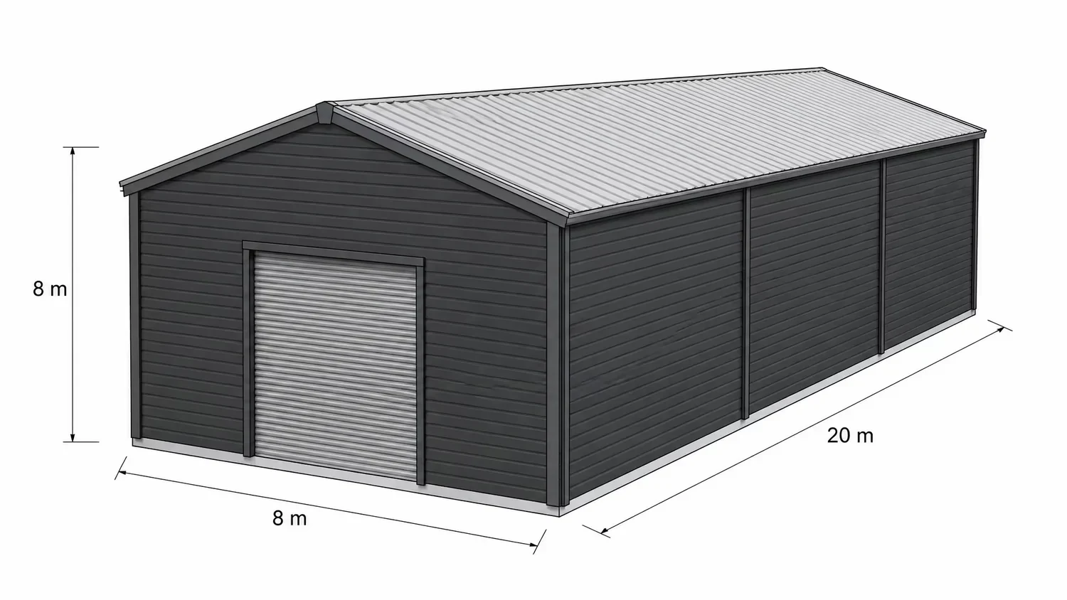 Målsatt 3D-illustrasjon av en stålhall